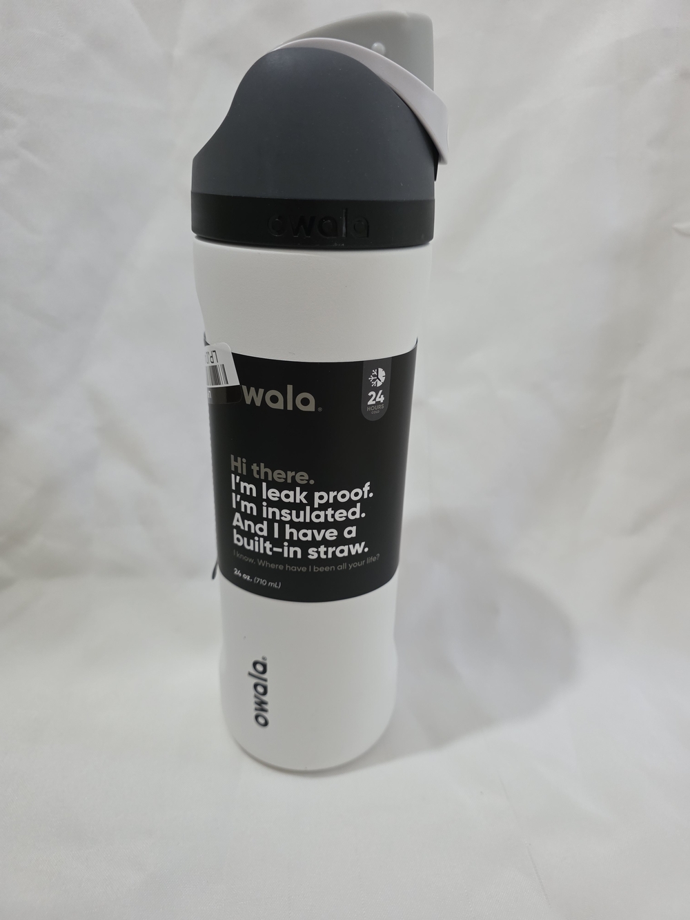 Owala FreeSip Spout White & Gray Insulated Water Bottle with Built-In Straw